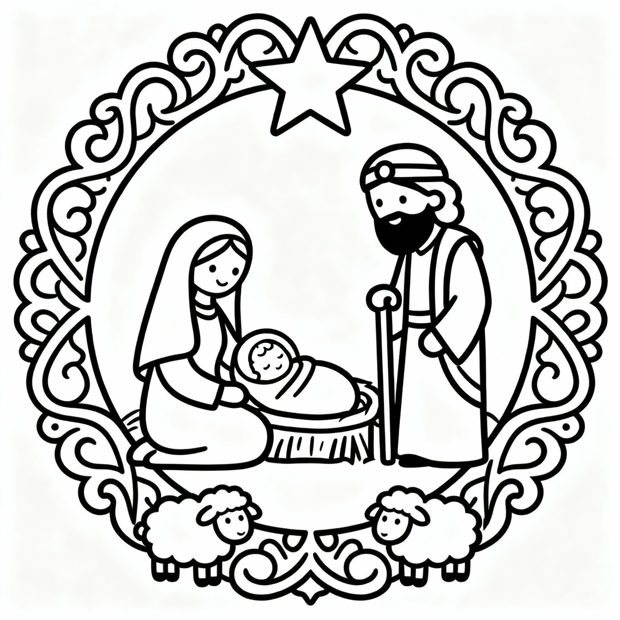 Dekorativ julkrubba ornament målarbild