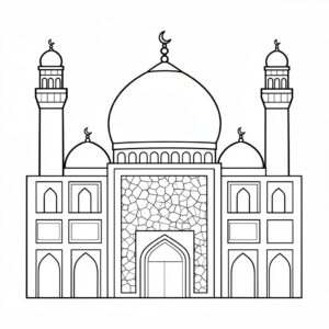 Dekorativ moské kupol och minaret ritning