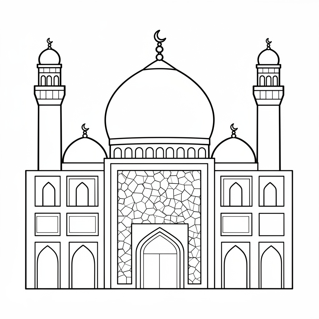 Dekorativ moské kupol och minaret ritning