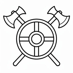 Dekorativ rund sköld – vikingmotiv