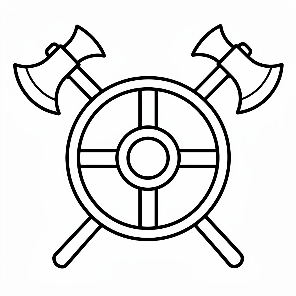 Dekorativ rund sköld – vikingmotiv