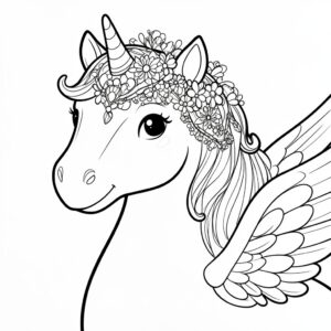 Dekorativt pegasusporträtt med slingor