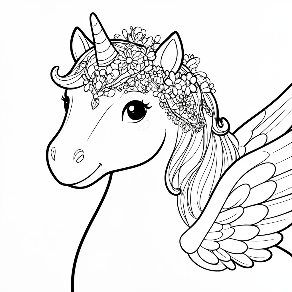 Dekorativt pegasusporträtt med slingor