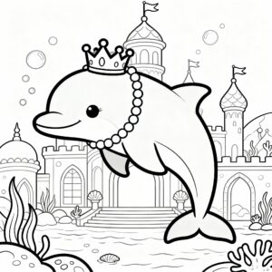 Delfinprinsessa med krona under vattnet med smycken