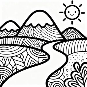 Detaljerad abstrakt zentangle landskap målarbild