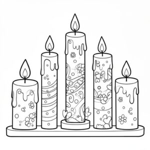 Adventljusstake med tända ljus målarbilder