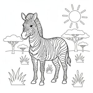 Detaljerad afrikansk zebra målarbild för skolbarn