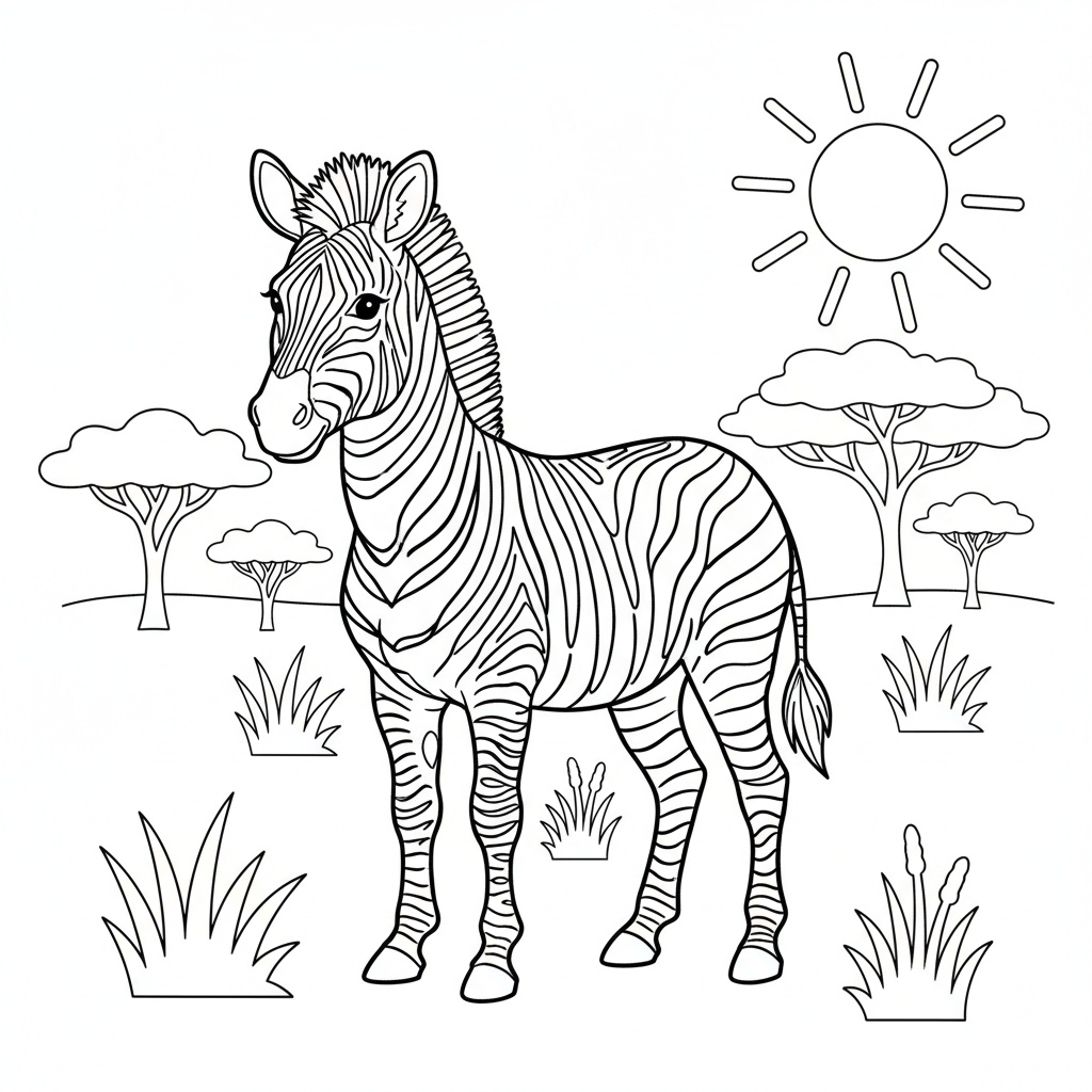 Detaljerad afrikansk zebra målarbild för skolbarn