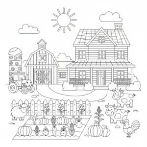 Detaljerad bondgårdshus målarbild