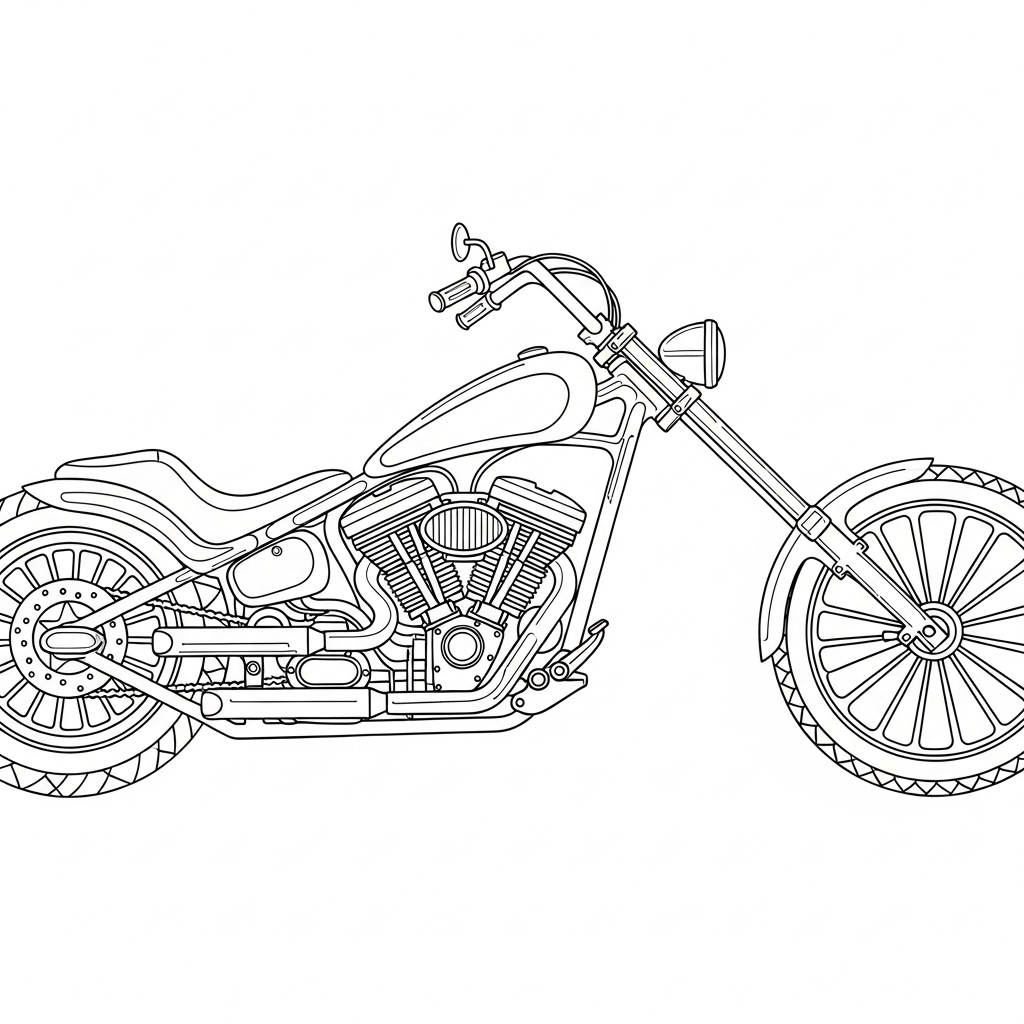 Detaljerad choppermotor för skolbarn