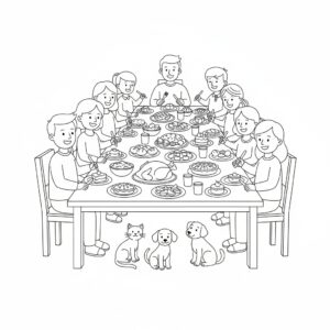 Detaljerad familjemiddag för skolbarn