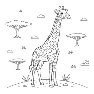 Detaljerad giraff målarbild för skolbarn