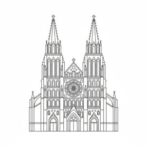 Detaljerad gotisk katedral ritning