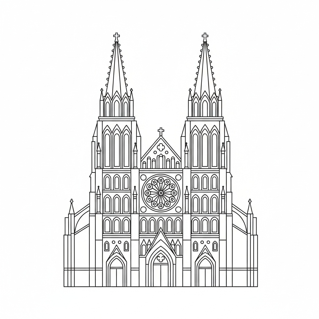 Detaljerad gotisk katedral ritning