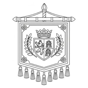 Detaljerad historisk flagga för skolbarn att färglägga