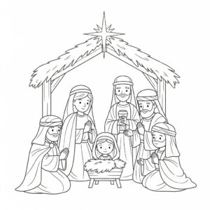 Detaljerad julkrubba adventsbild