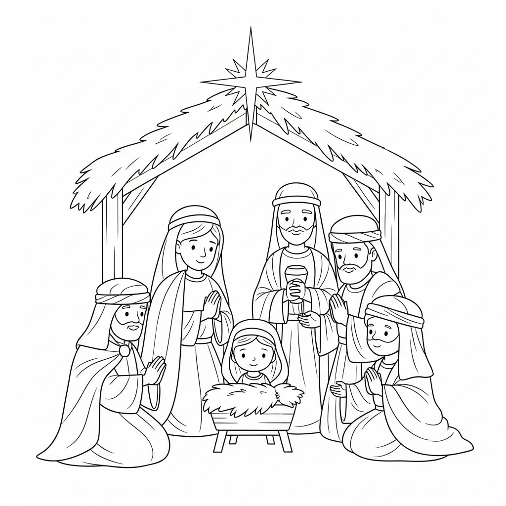Detaljerad julkrubba adventsbild