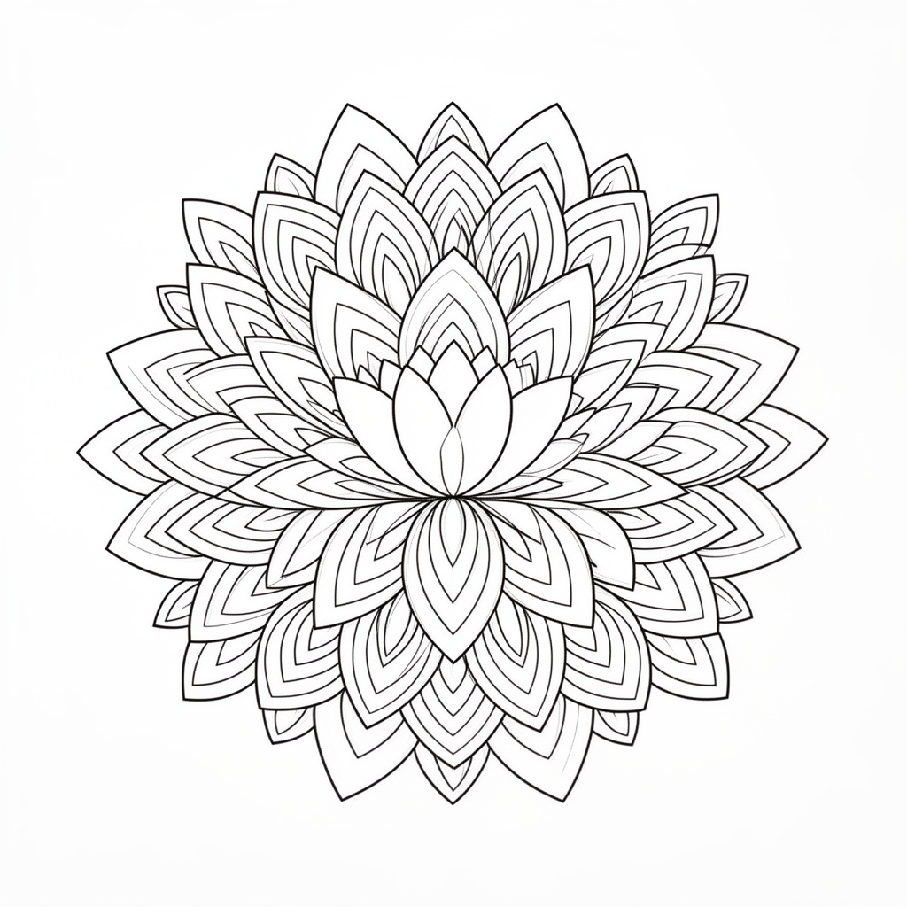 Detaljerad lotusblomma mandala målarbild för avslappning