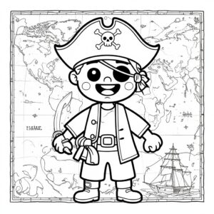 Detaljerad piratkarta med bakgrund