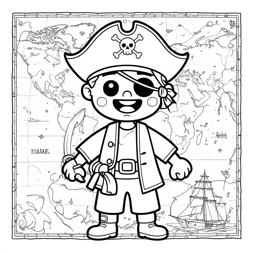 Detaljerad piratkarta med bakgrund