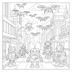 Detaljerad robotstad för skolbarn