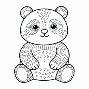 Detaljerad söt panda med fina linjemönster