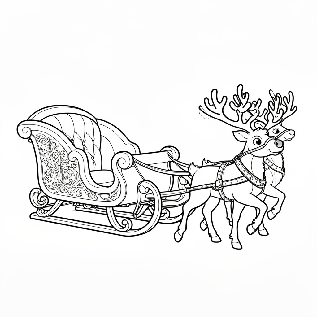 Detaljerad teckning av jultomtens släde