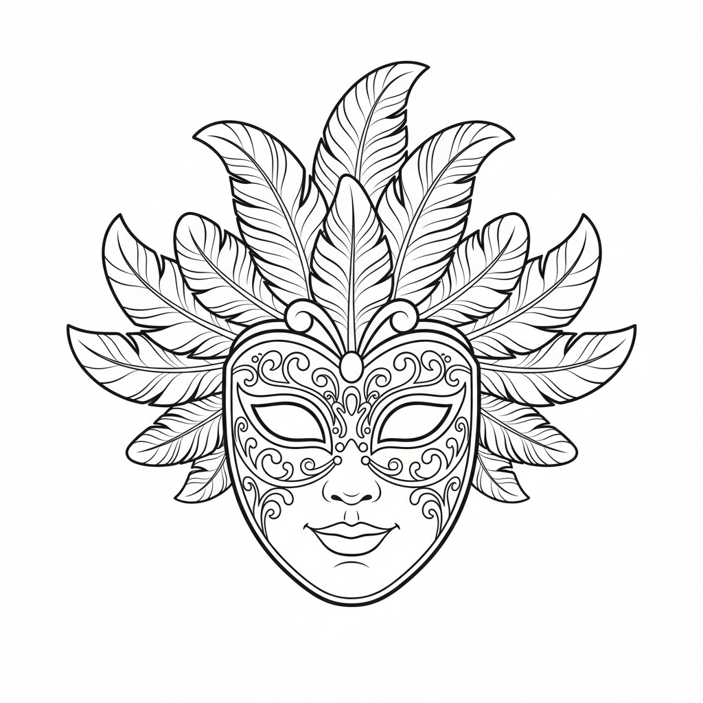 Detaljerad venetiansk mask att färglägga