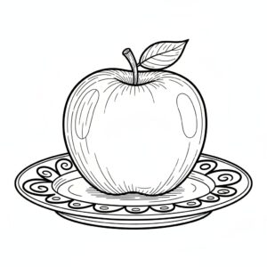 Detaljerat äpple på bordet för skolbarn