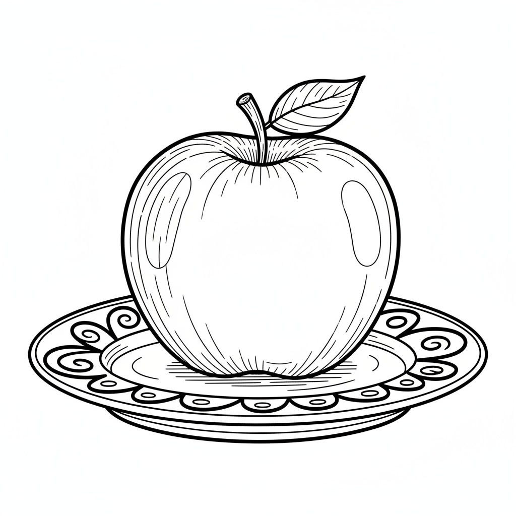 Detaljerat äpple på bordet för skolbarn