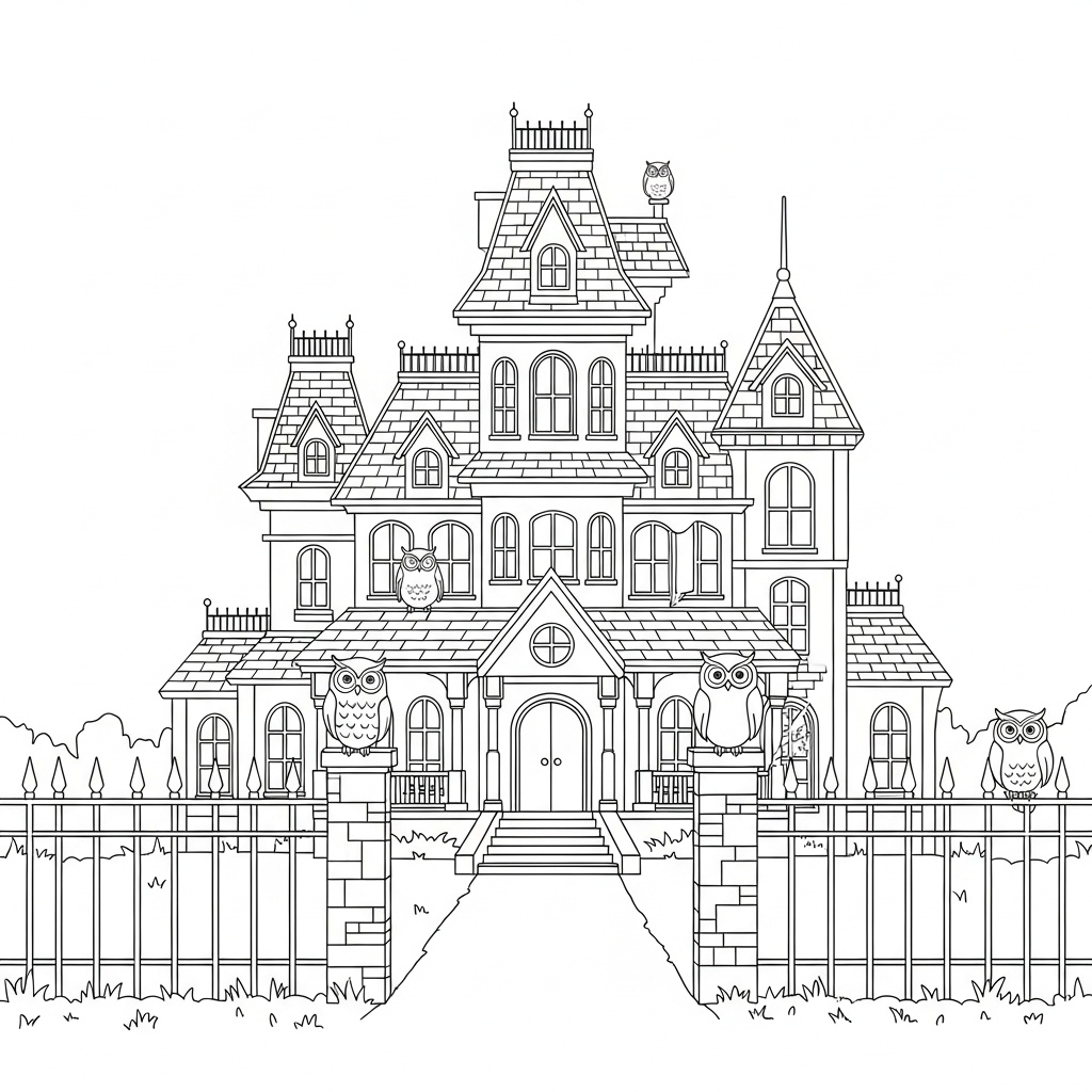 Detaljerat Halloween-slott för skolbarn