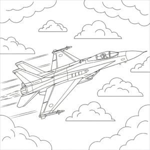 Detaljerat jaktflygplan att färglägga under uppdrag
