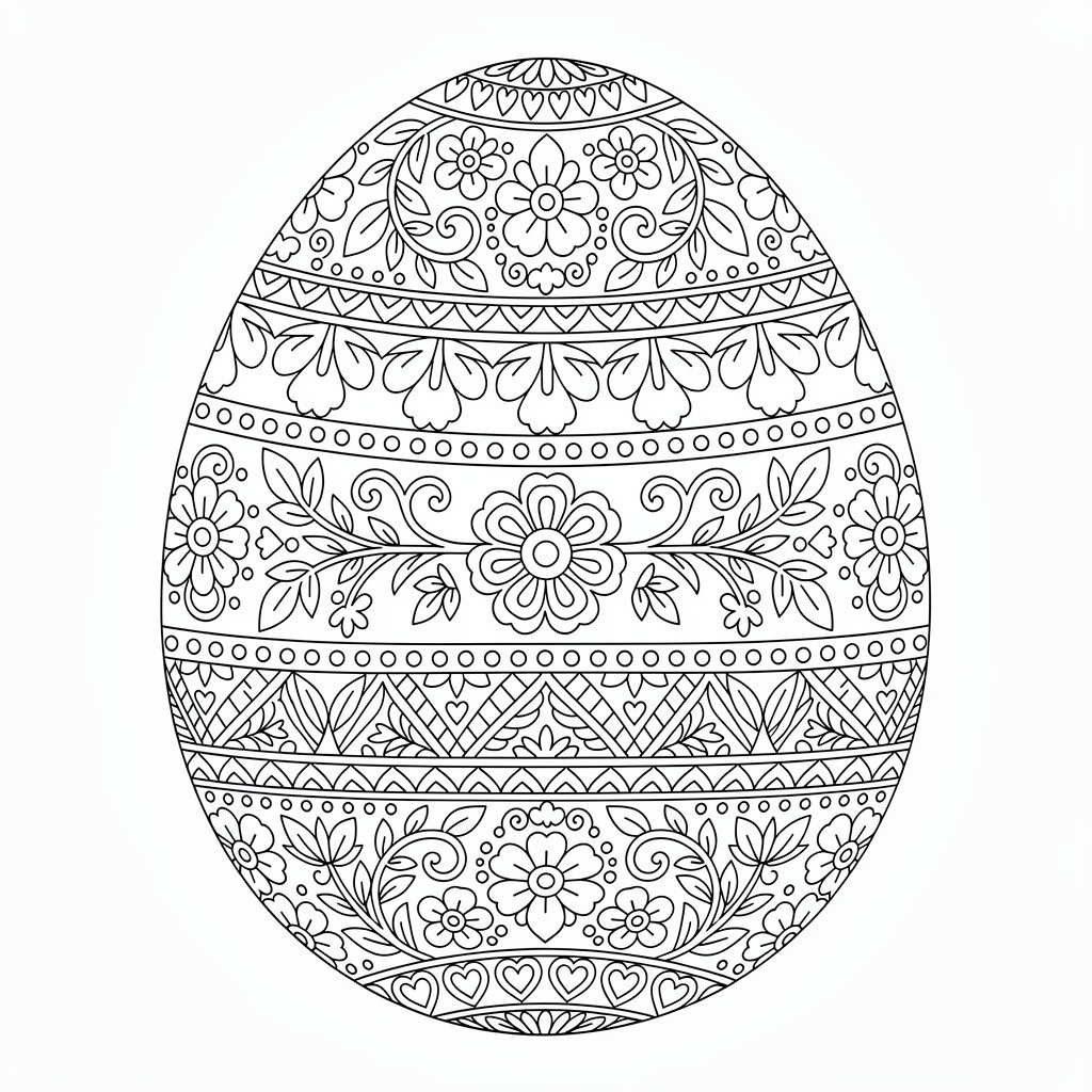 Detaljerat påskägg med blommönster