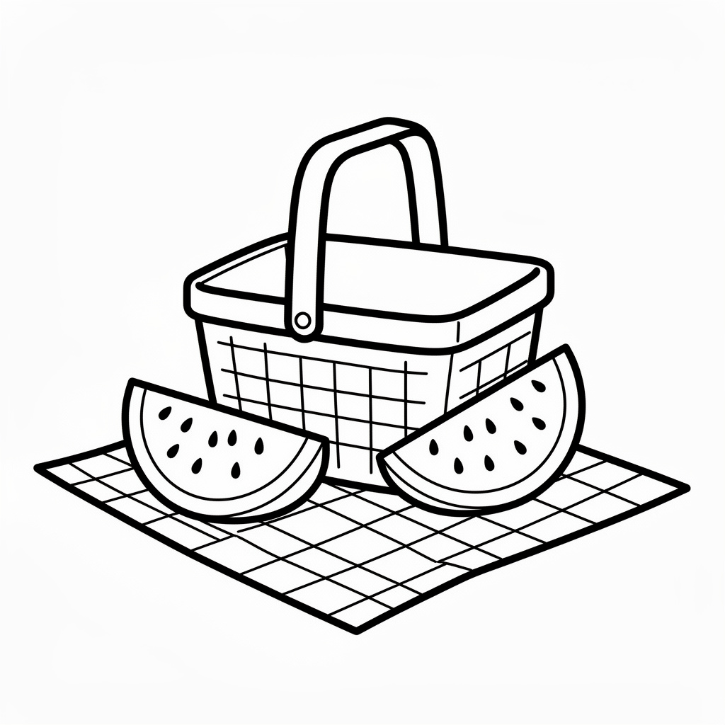 Dinnye i en picknickkorg