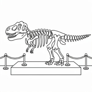 Dinosaurieskelett målarbild för unga forskare och skolbarn