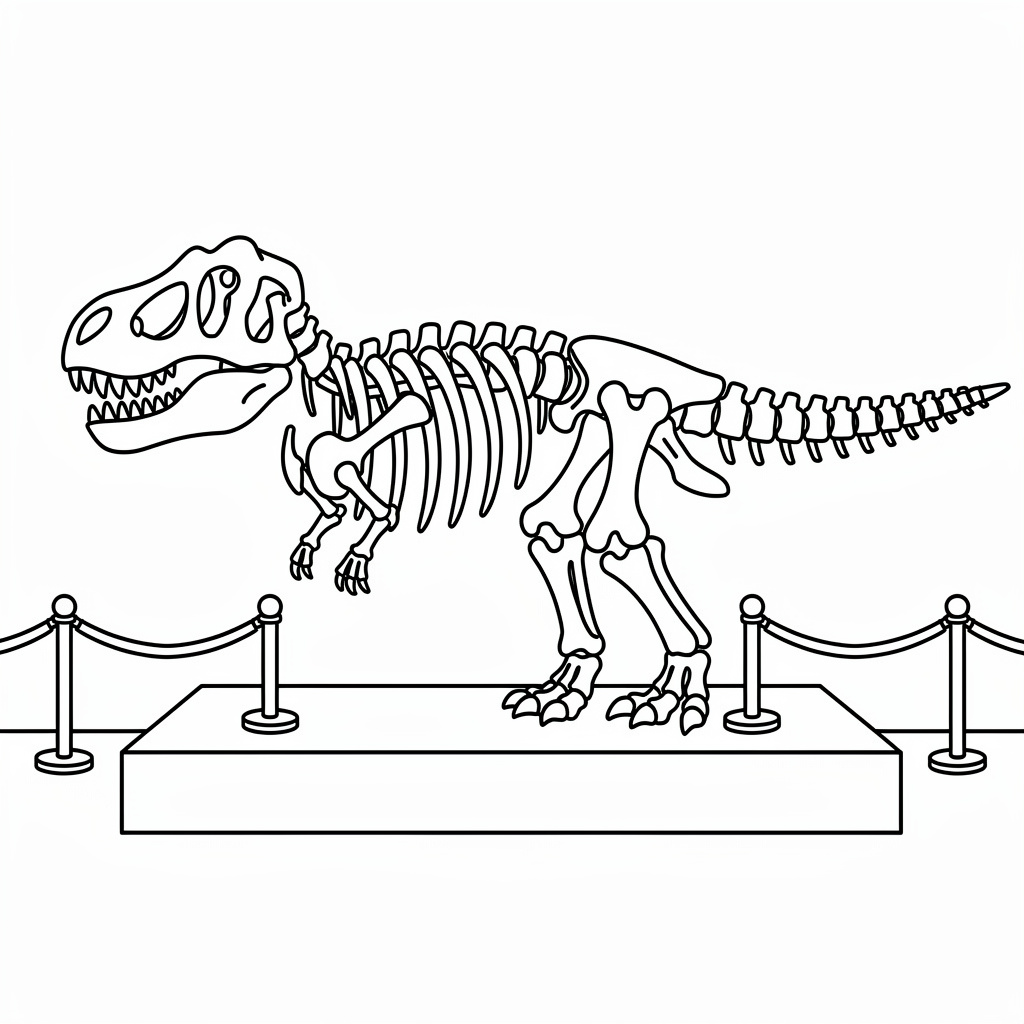 Dinosaurieskelett målarbild för unga forskare och skolbarn
