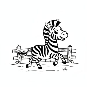 Djurpark: glad zebra i inhägnaden