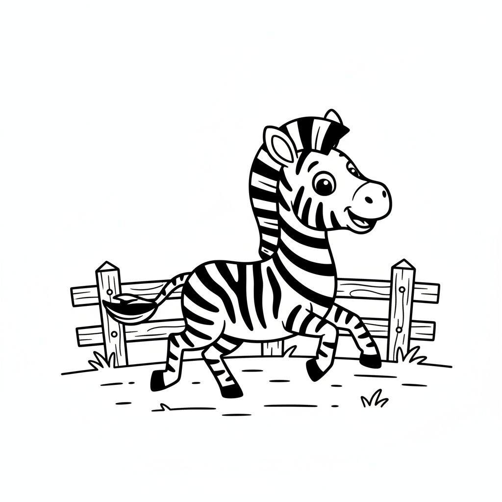 Djurpark: glad zebra i inhägnaden
