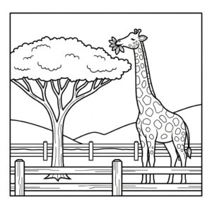 Djurpark målarbild med giraffer för förskolebarn