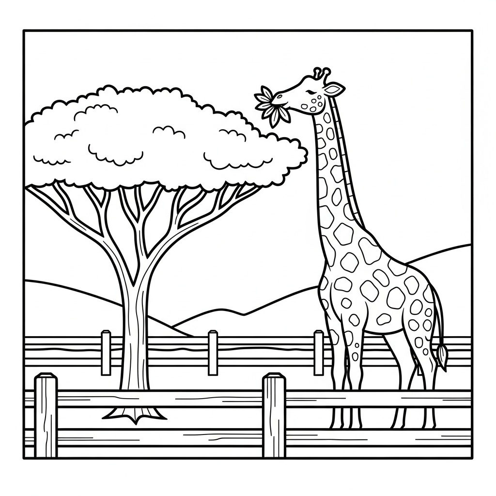 Djurpark målarbild med giraffer för förskolebarn