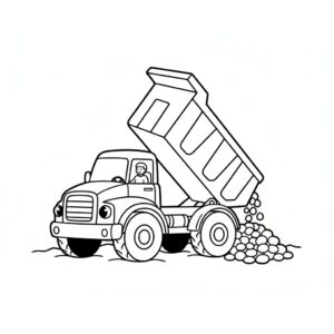Dumper med flak – utskrivbar arbetsmaskin målarbild