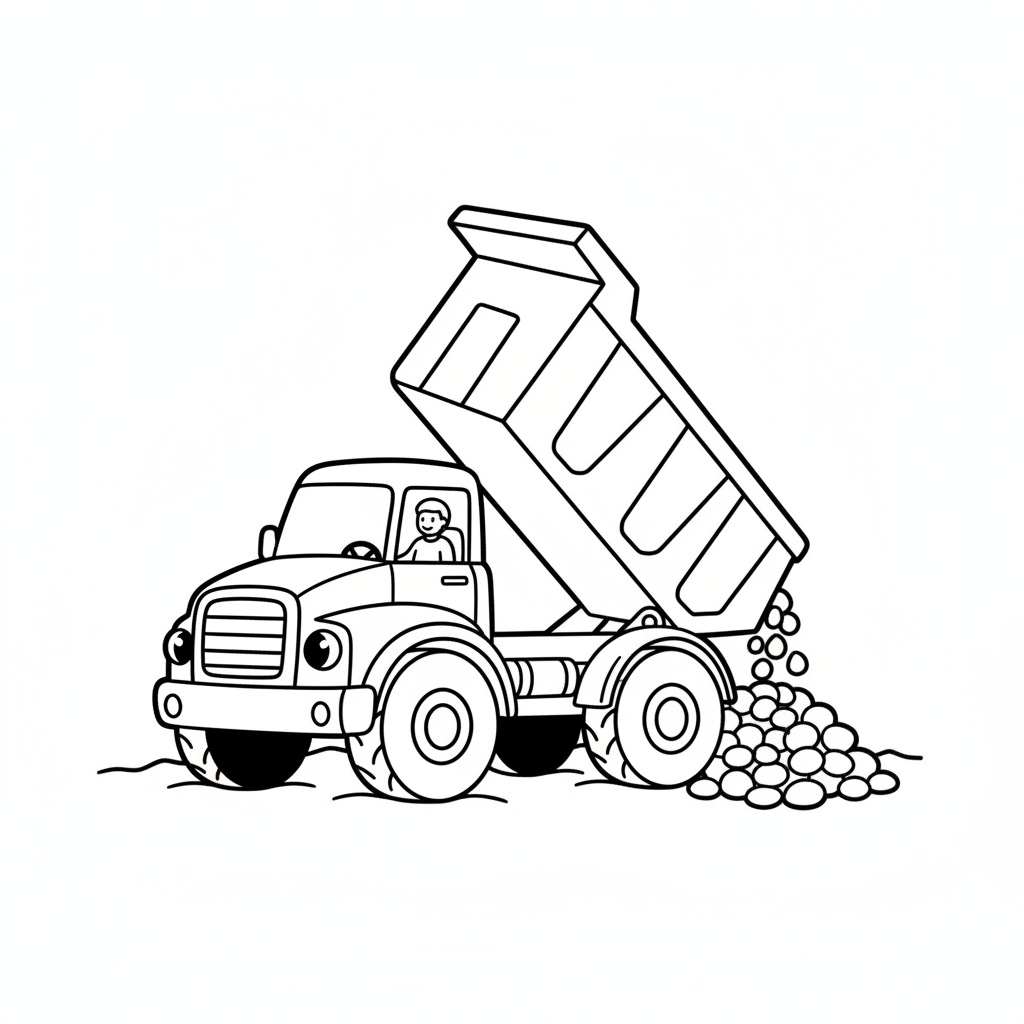 Dumper med flak – utskrivbar arbetsmaskin målarbild