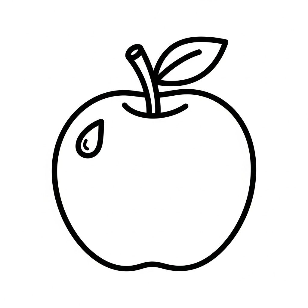 Enkel äpple kontur med blad