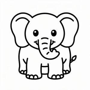 Enkel elefant målarbild för förskolebarn