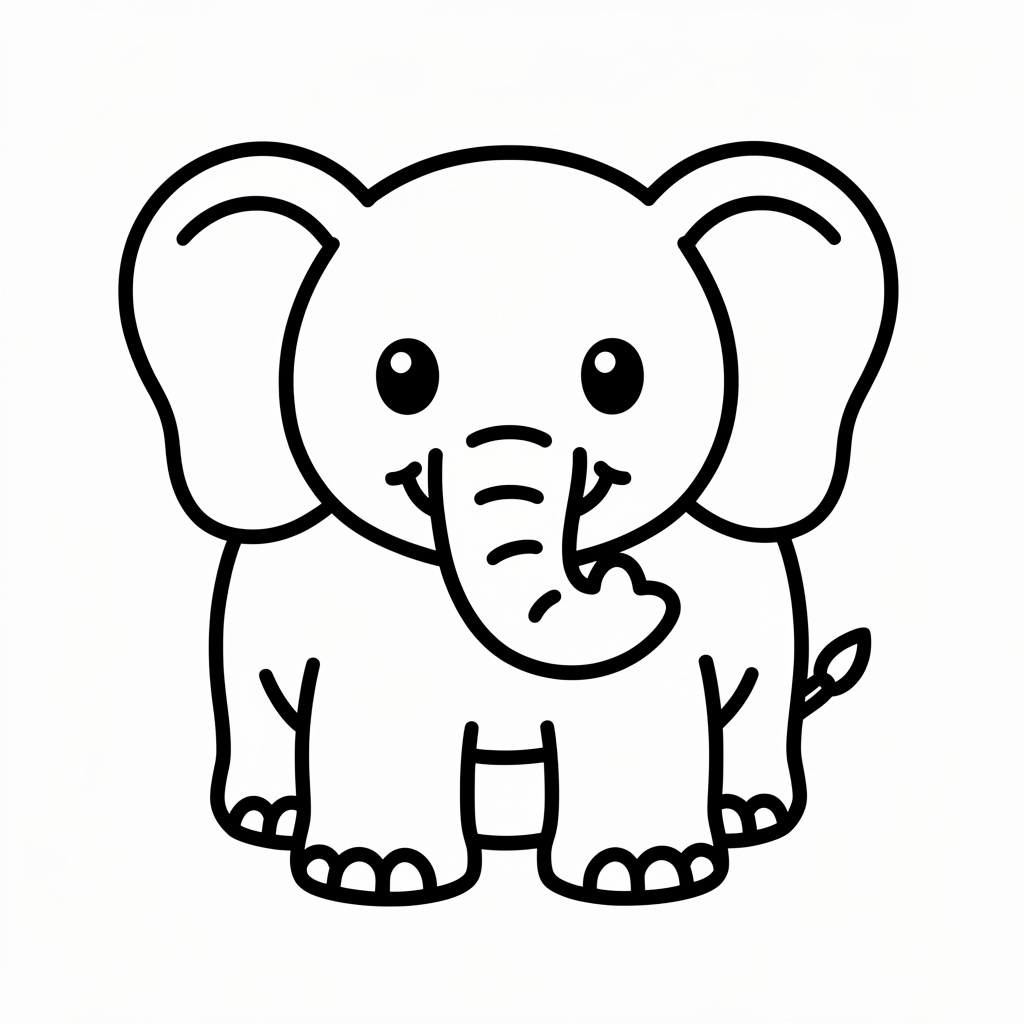Enkel elefant målarbild för förskolebarn