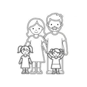 Enkel familjesiluett målarbild