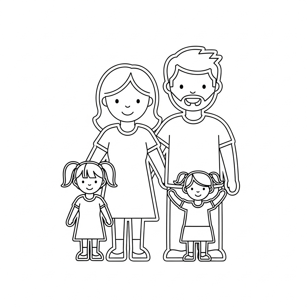 Enkel familjesiluett målarbild
