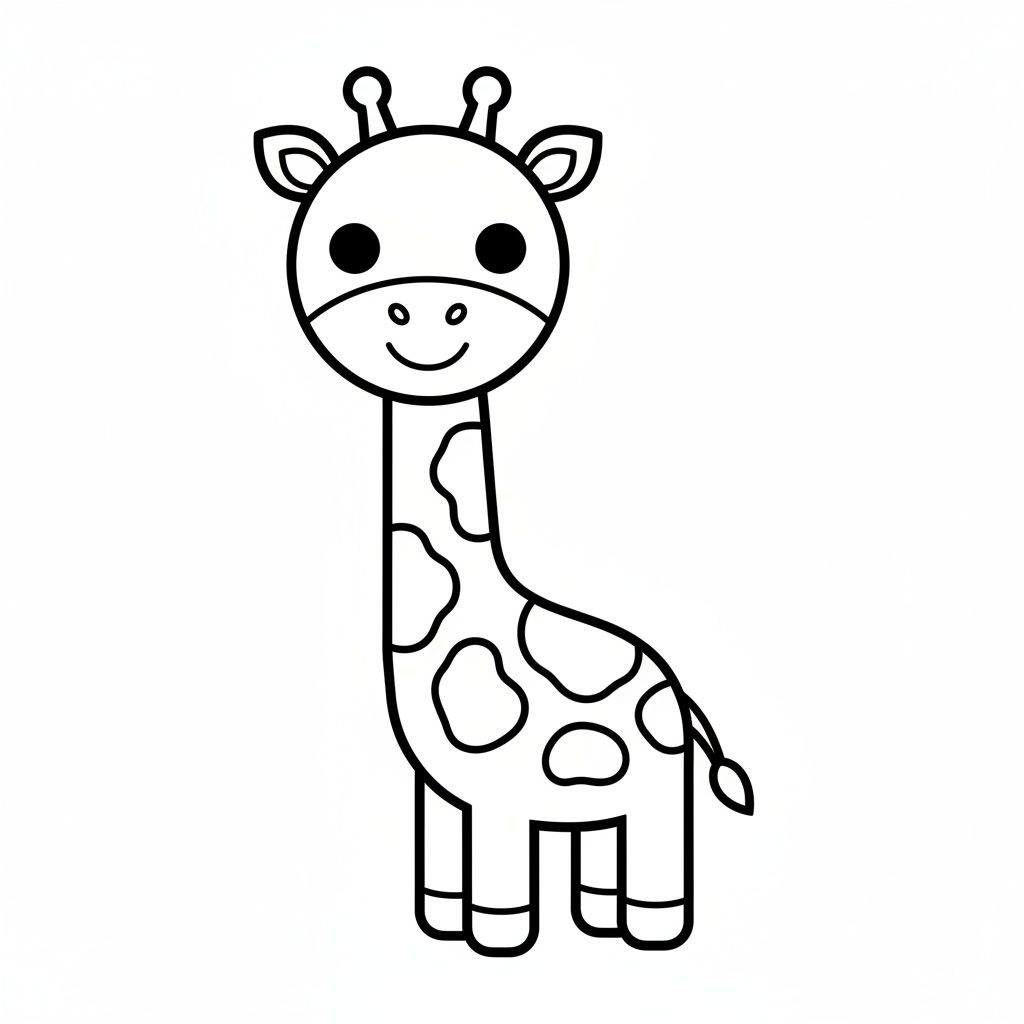 Enkel giraff målarbild med tjocka konturer för förskolan