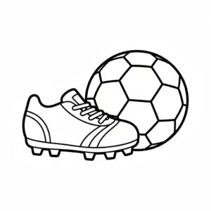 Enkel teckning av fotbollssko och boll