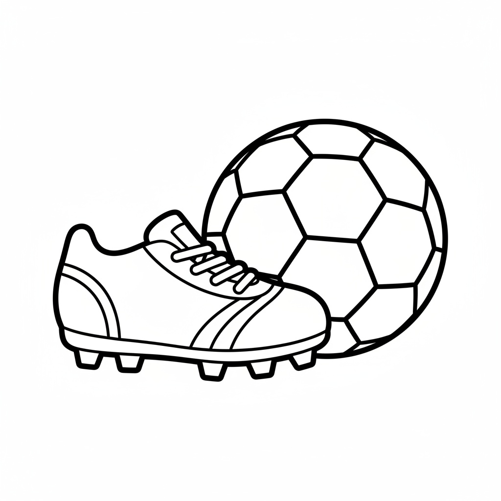 Enkel teckning av fotbollssko och boll